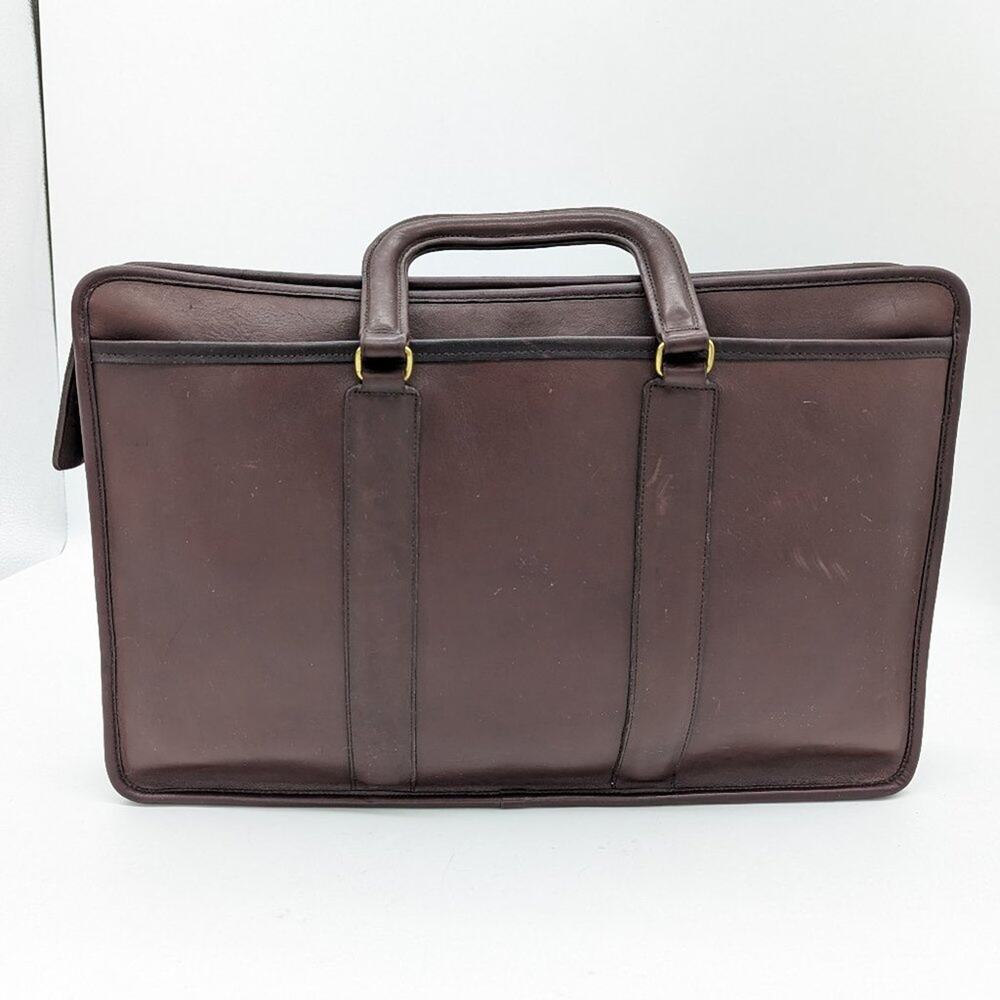 Coach Vintage Embassy Briefcase Mahogany Brown Leather Zip Close Made in USA - Picture 2 of 12